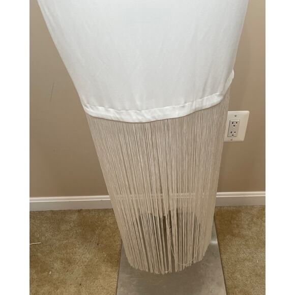 Alice + Olivia Steph Twist Neck Fringe Maxi Dress in Off White Size 6 - Picture 5 of 8